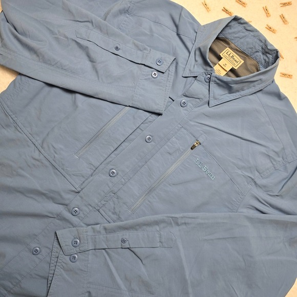 L.L. Bean Other - LL Bean Shirt Mens Size M Blue Long Sleeve Button Up Outdoors Hiking Fishing